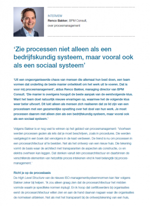 Zie processen niet alleen als een bedrijfskundig systeem, maar vooral ook als een sociaal systeem